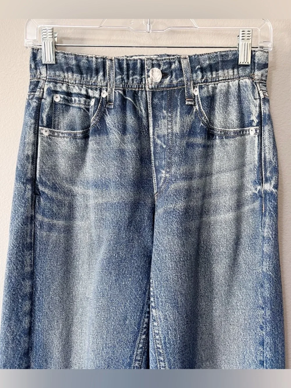 Rag & Bone Miramar Denim Cotton Terry Jogger Pants Blue Size XS Midrise Pockets - Picture 3 of 10